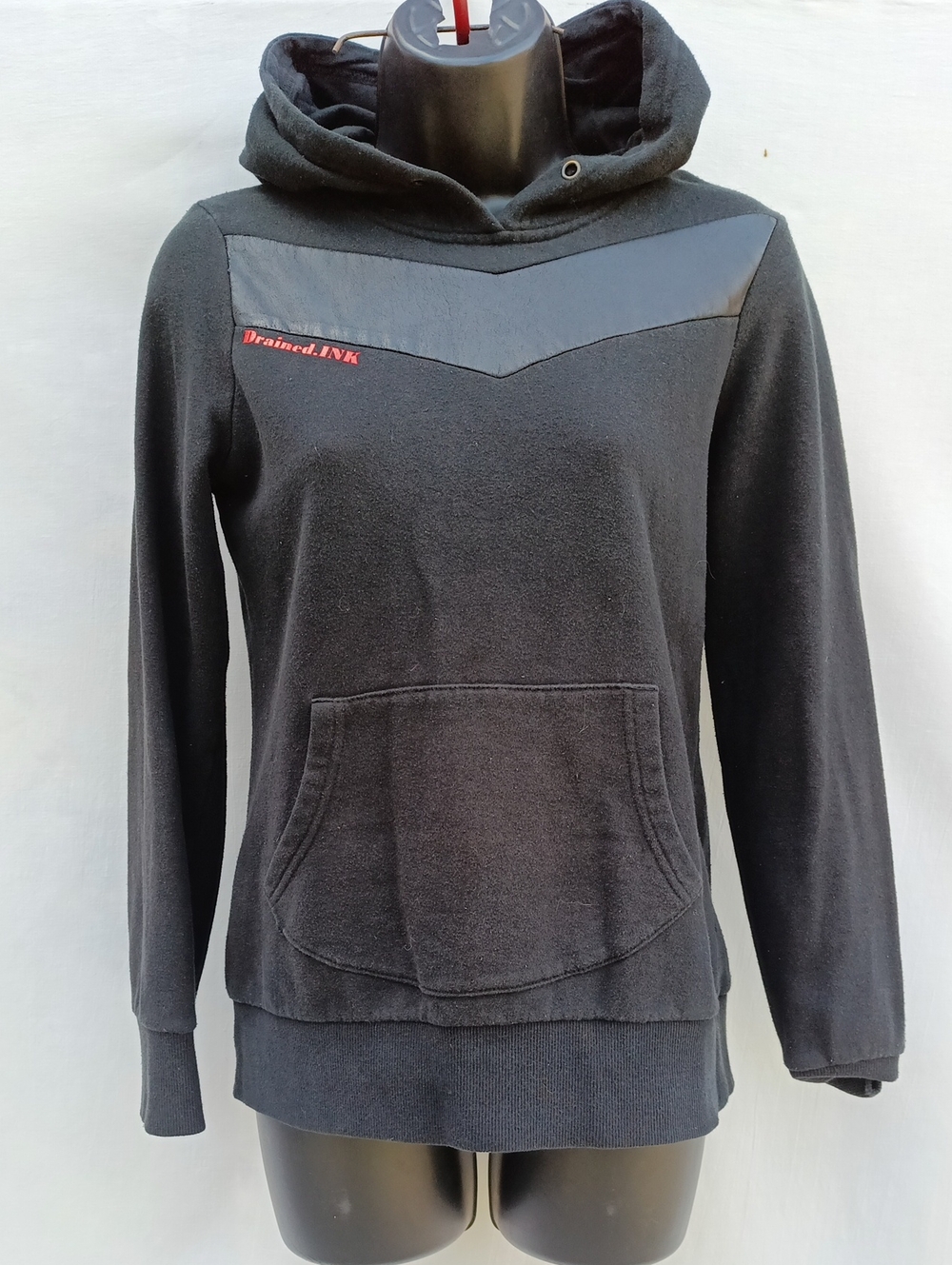 Women's Upcycled Black Hooded Pullover Sweater